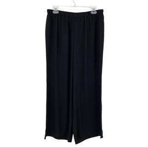 EILEEN FISHER Black 100% Silk Pull On Cropped Pants